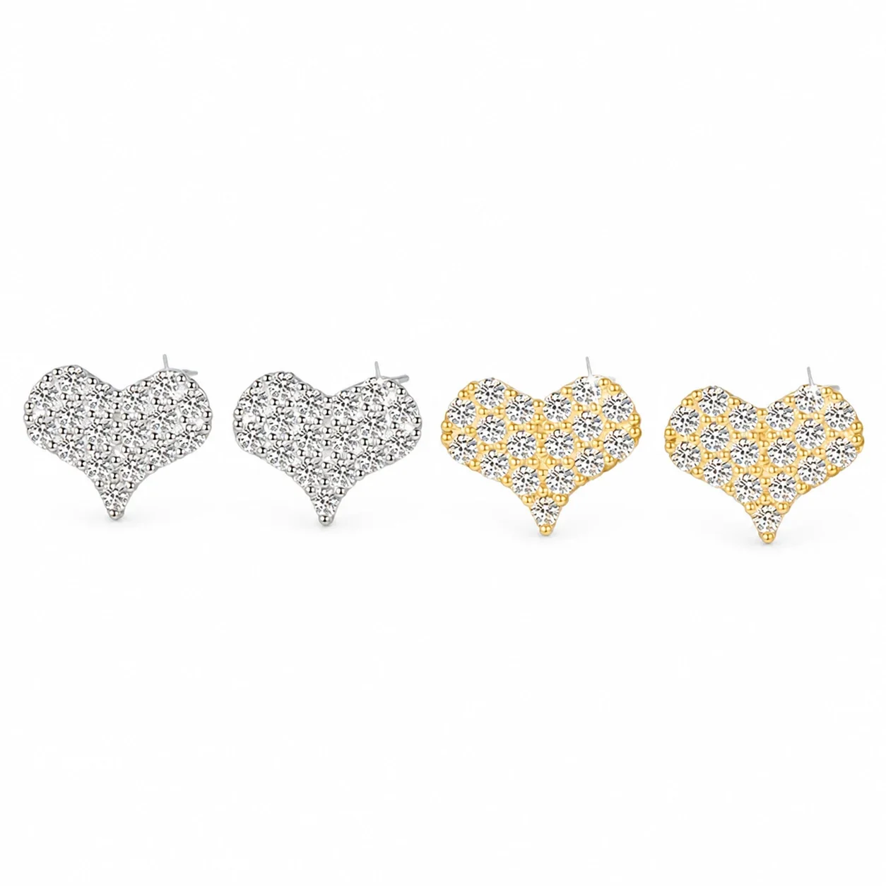 Luminous Heart Pave Moissanite 925 Sterling Silver Stud Earrings