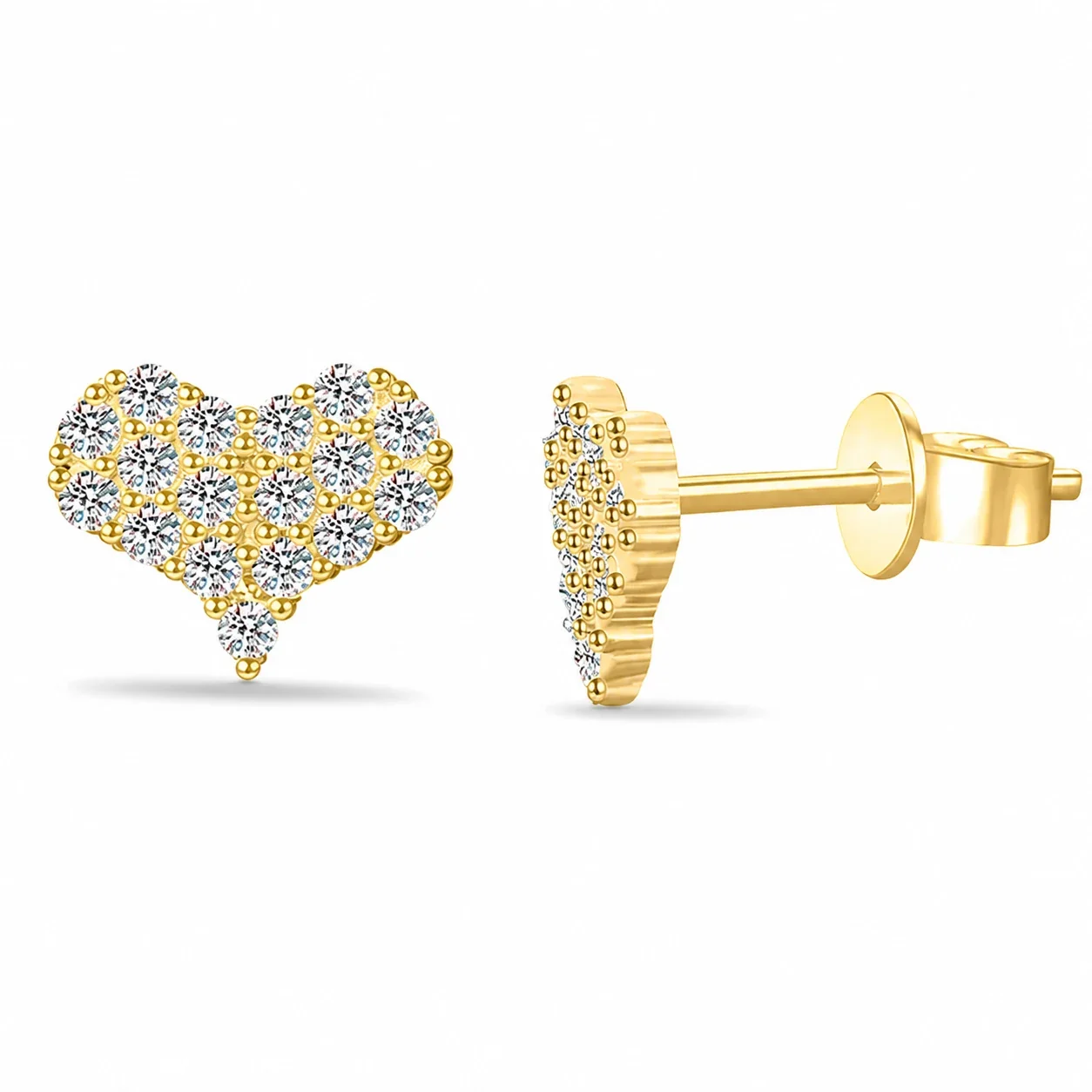 Luminous Heart Pave Moissanite 925 Sterling Silver Stud Earrings