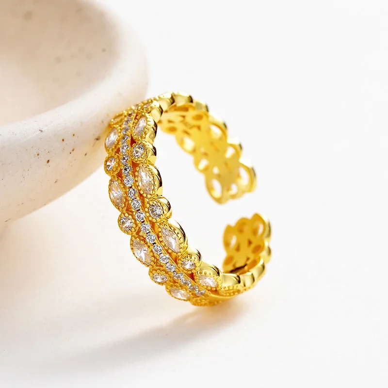 Ornate 925 Sterling Silver Marquise CZ Pave Openwork Ring