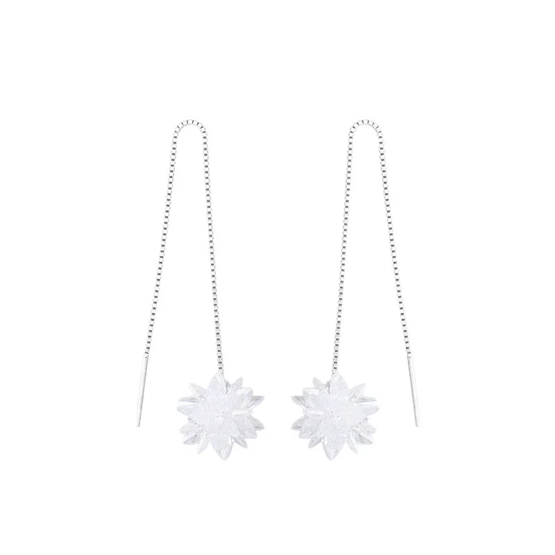 Faceted Snowflake Threader 925 Sterling Silver Earrings