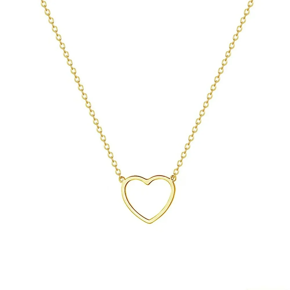 Polished 925 Sterling Silver Open Heart Cable Necklace