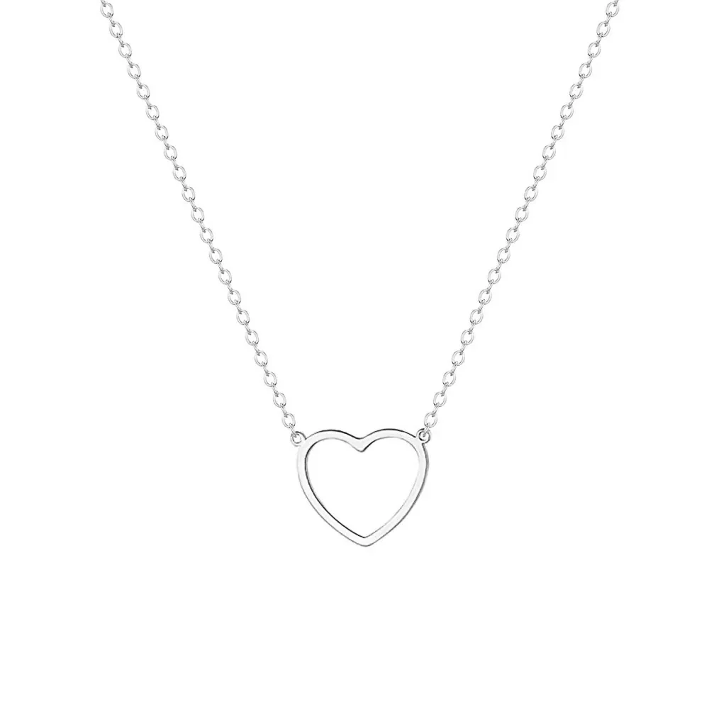Polished 925 Sterling Silver Open Heart Cable Necklace