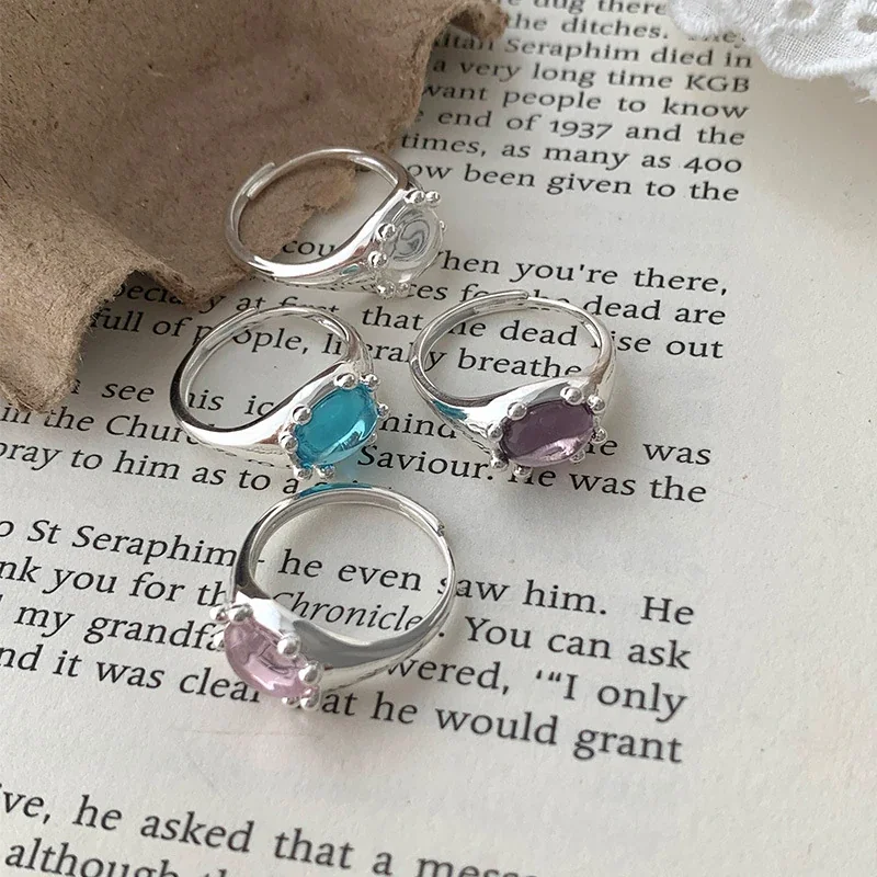 Crab-Inspired 925 Sterling Silver Oval Beaded-Prong Open Ring