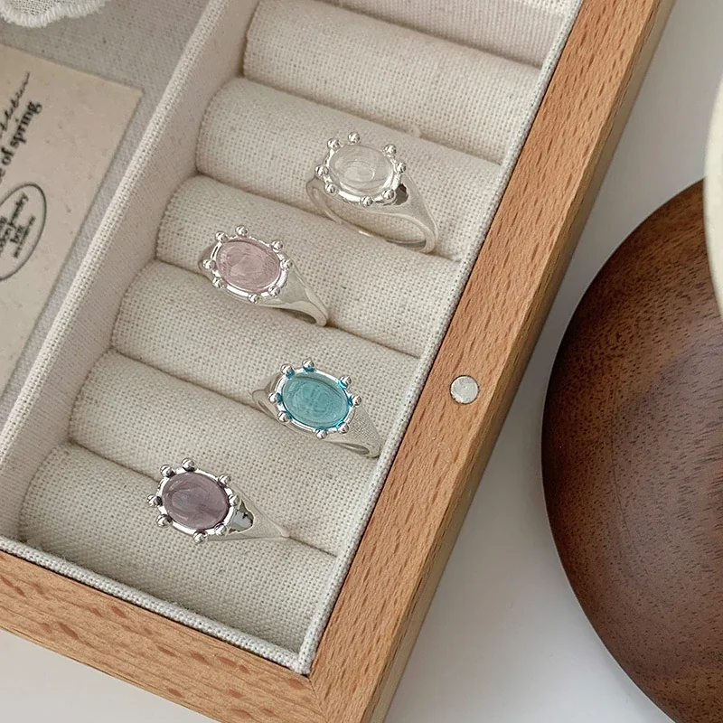 Crab-Inspired 925 Sterling Silver Oval Beaded-Prong Open Ring