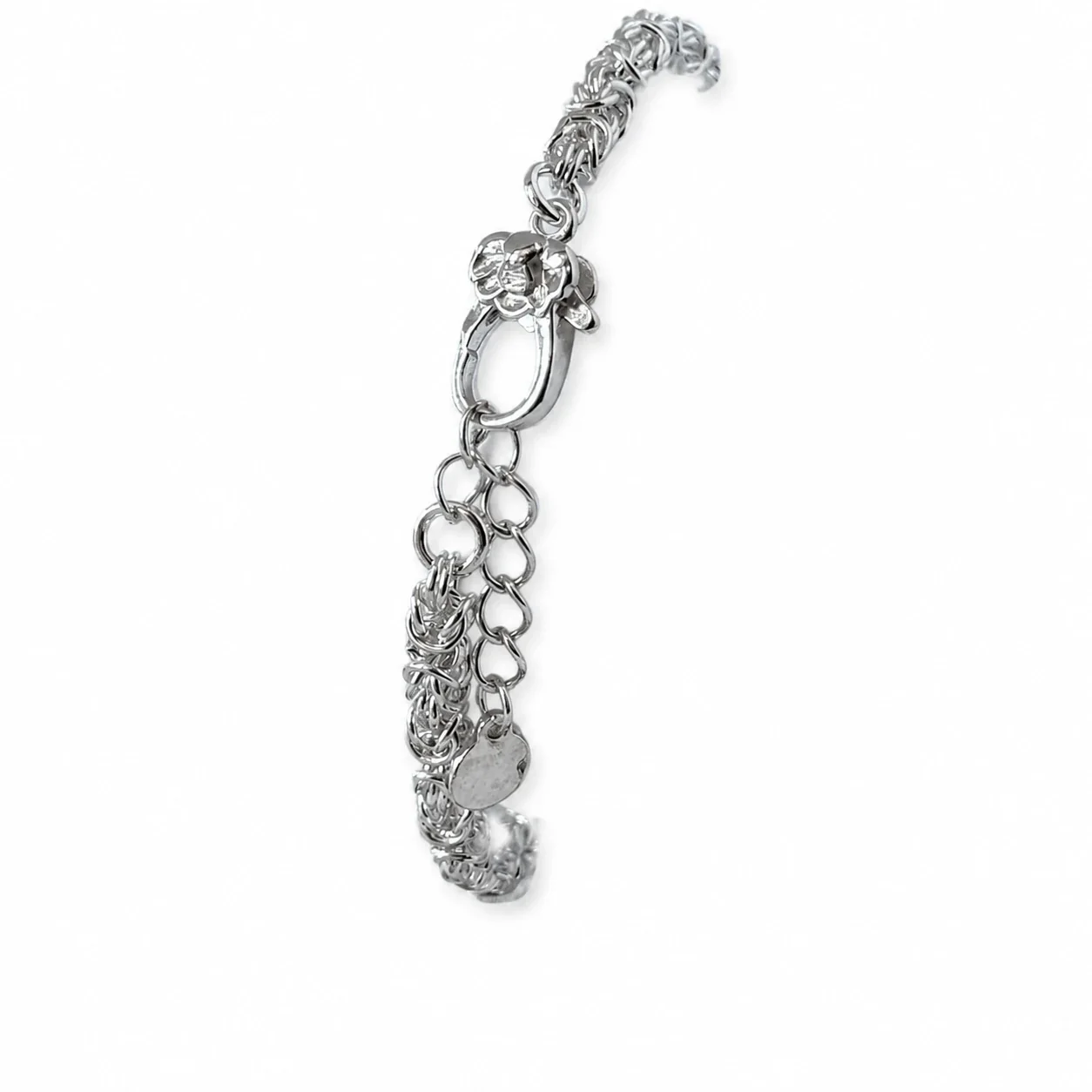 Intricate Byzantine-Link 925 Sterling Silver Extender Bracelet