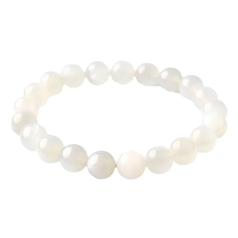 Luminous Polished Round White Bead Crystal Bracelet