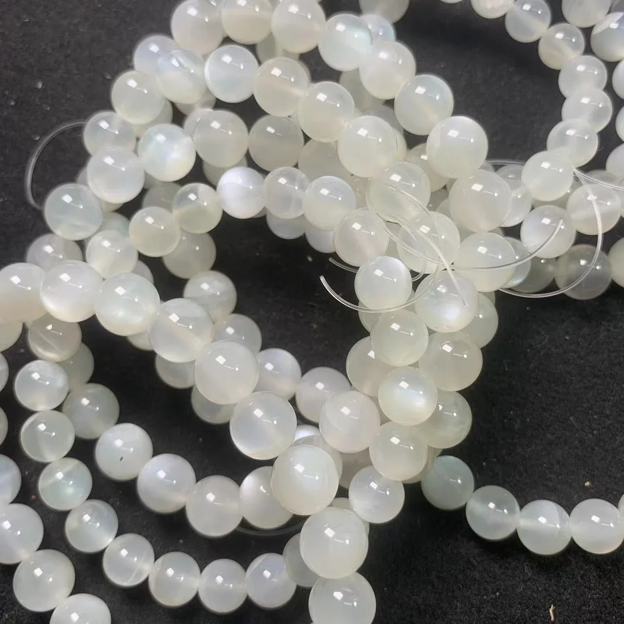 Luminous Polished Round White Bead Crystal Bracelet - 7A White