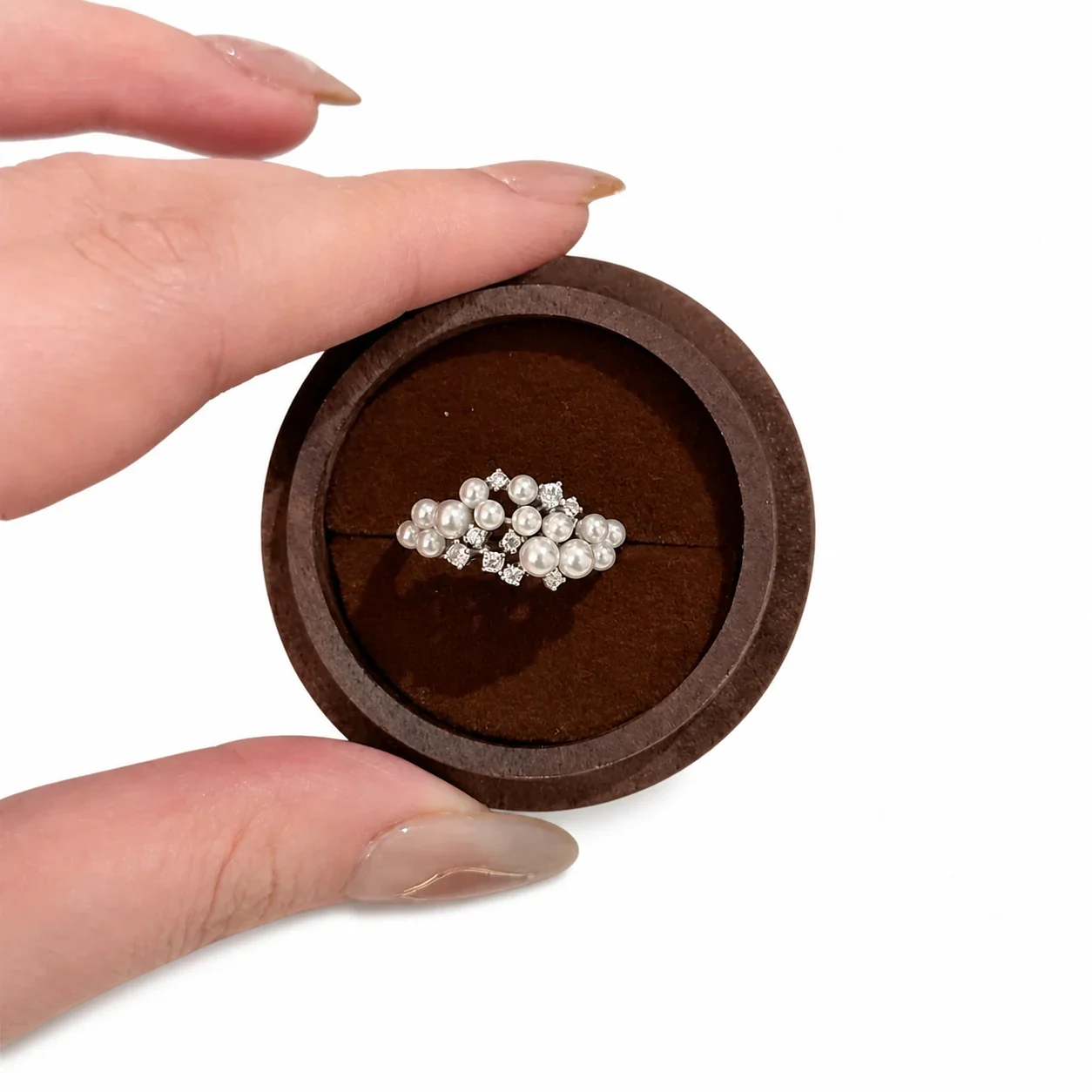 Cloud Cluster Silver-Plated Pearl CZ Open Ring