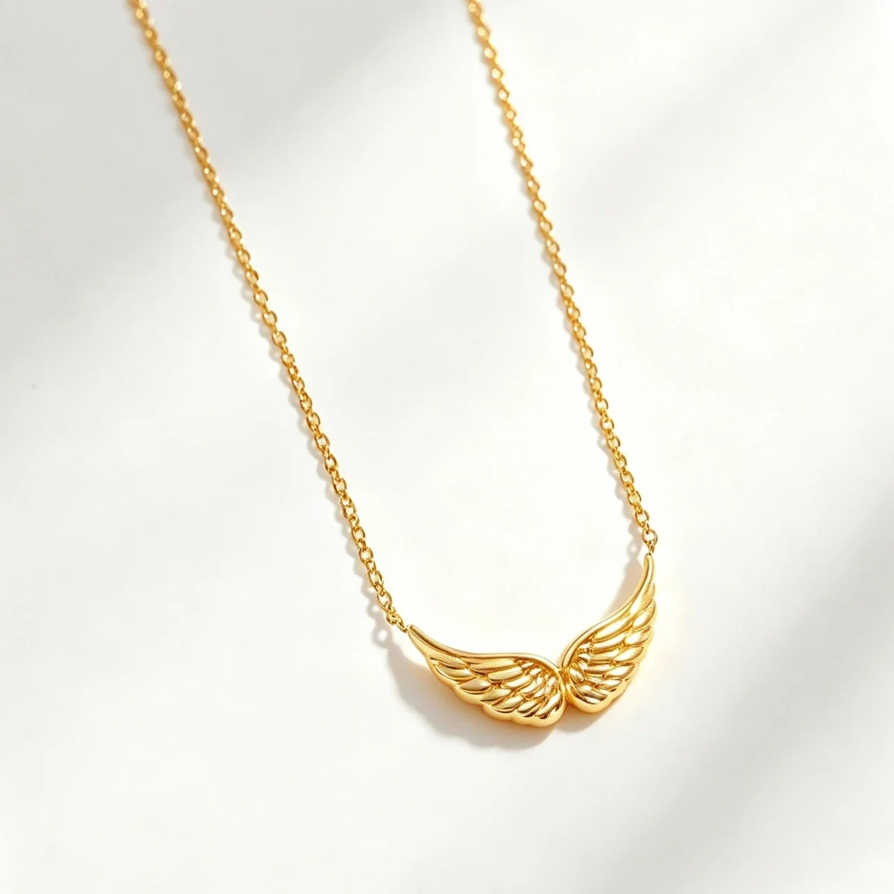 Polished Stainless Steel Twin Feathered Wing Necklace