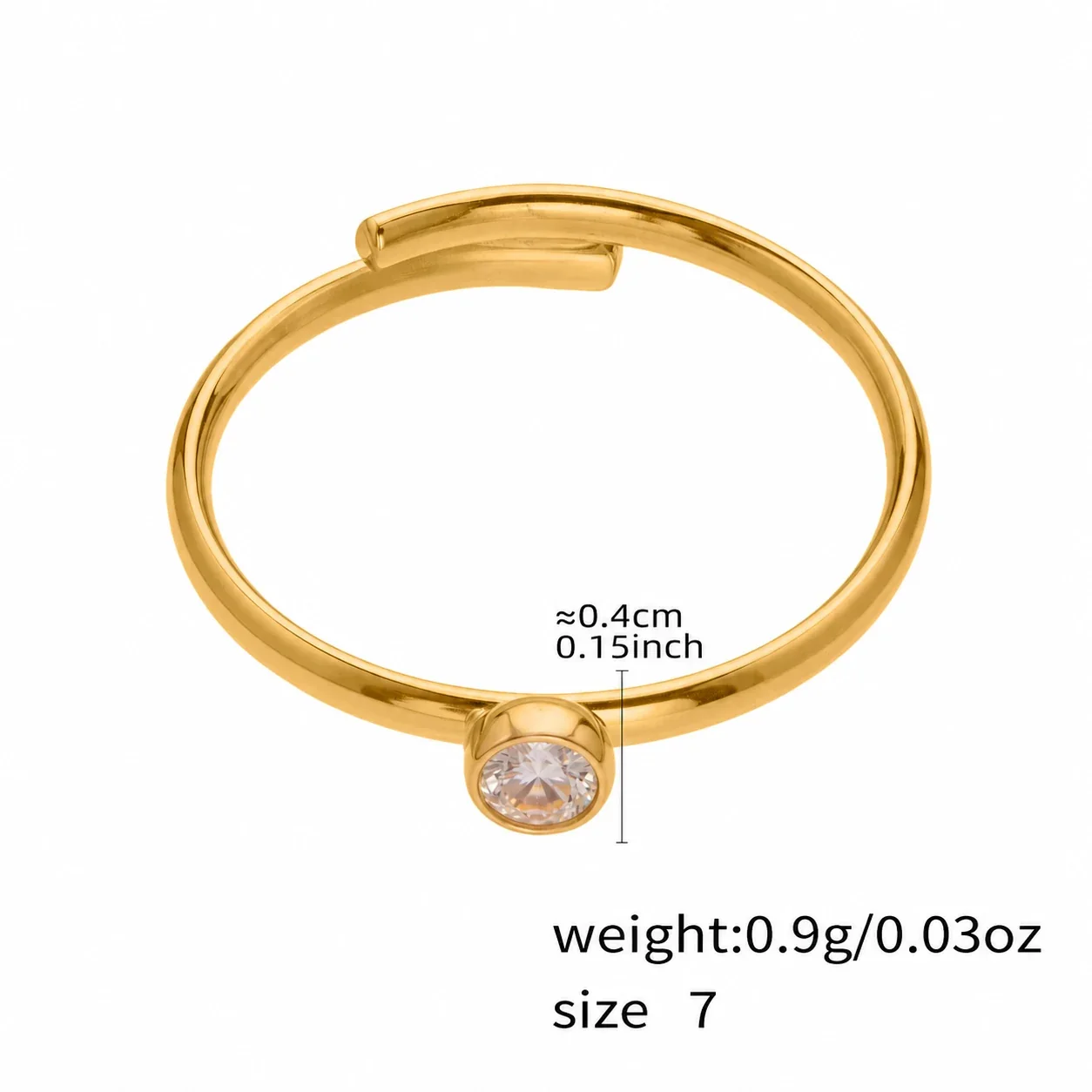 Sculptural Open-Front CZ Multi-Band Stainless Steel Ring - Gold Round CZ