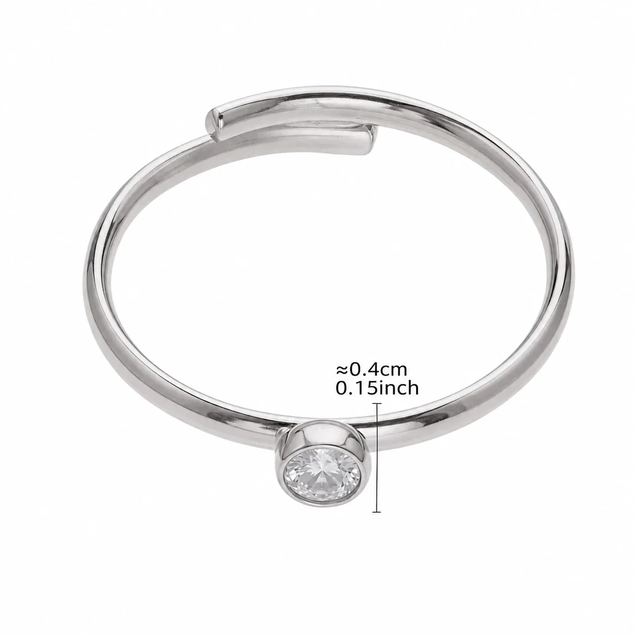 Sculptural Open-Front CZ Multi-Band Stainless Steel Ring - Silver Round CZ
