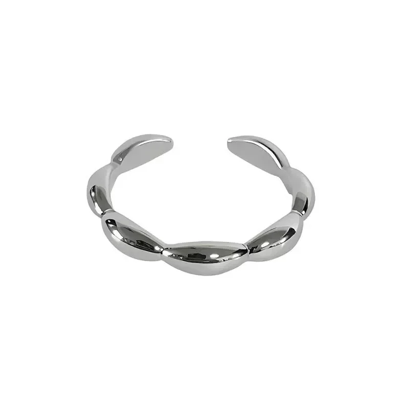 Polished Oval-Bean Open-Front Copper Ring