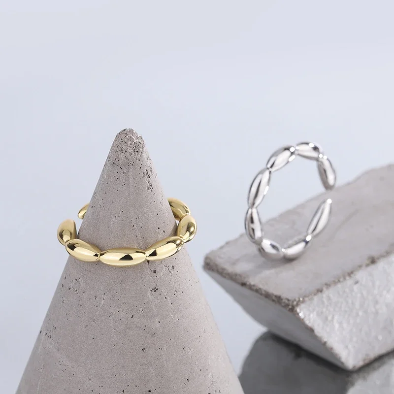 Polished Oval-Bean Open-Front Copper Ring