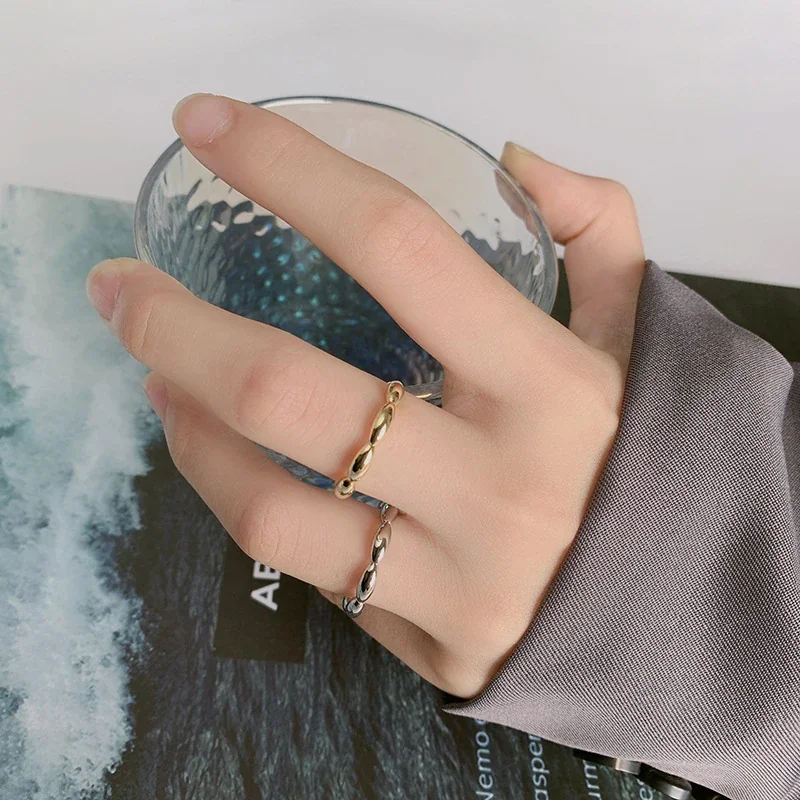 Polished Oval-Bean Open-Front Copper Ring