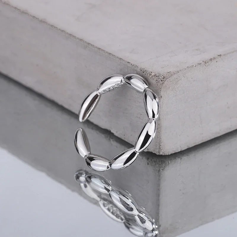 Polished Oval-Bean Open-Front Copper Ring