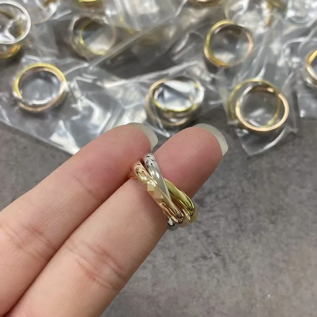 Three-Tone Interwoven Polished 925 Sterling Silver Ring
