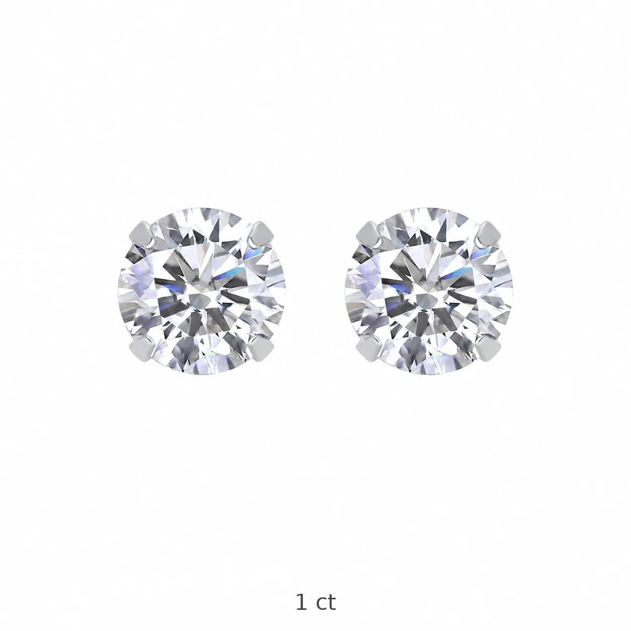 Brilliant 925 Sterling Silver Round Prong-Set Moissanite Stud Earrings - 6.5 mm / 1 ct Moissanite / Sterling Silver / Four-Prong