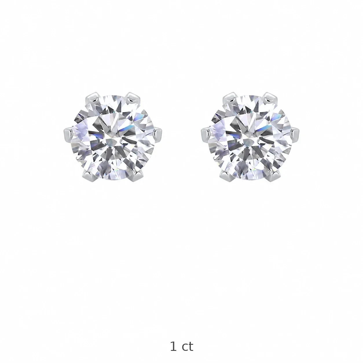 Brilliant 925 Sterling Silver Round Prong-Set Moissanite Stud Earrings - 6.5 mm / 1 ct Moissanite / Sterling Silver / Six-Prong