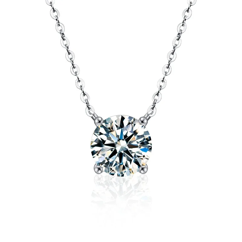 Radiant 925 sterling silver Round Four-Prong Necklace - Classic Four-Prong Silver
