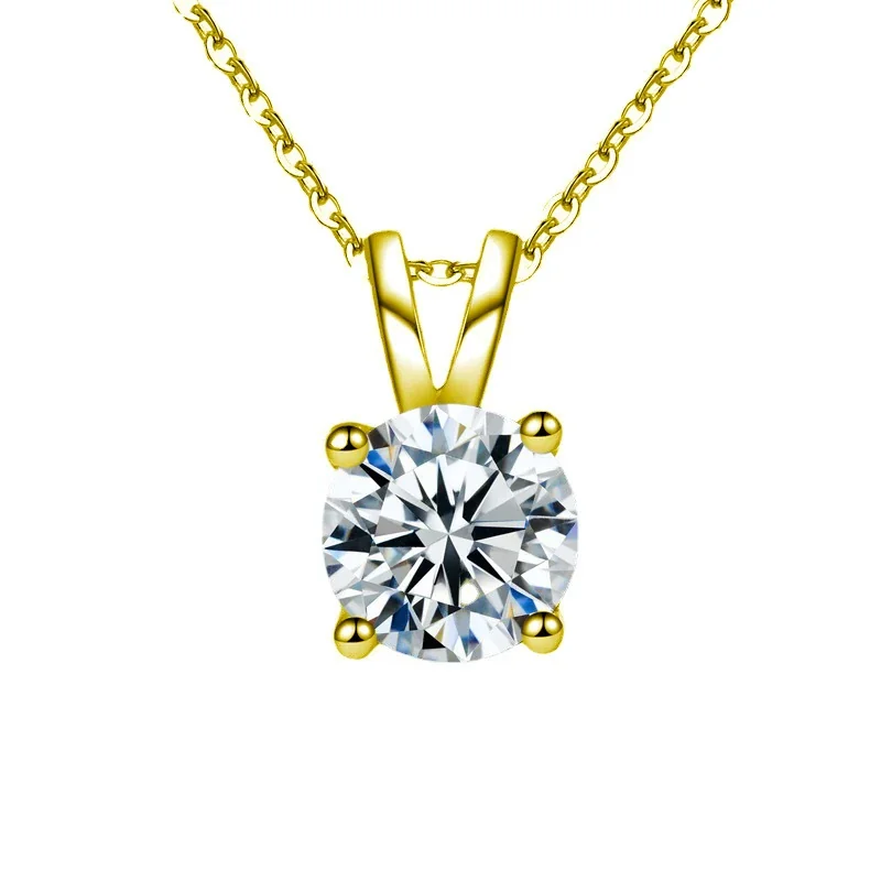 Radiant 925 sterling silver Round Four-Prong Necklace - Four-Prong Gold