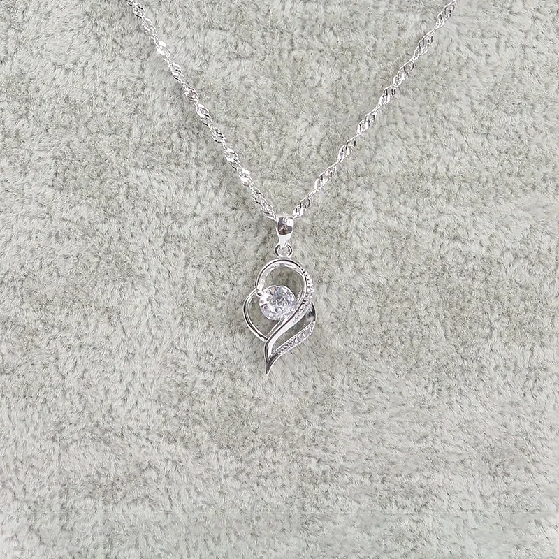Open-Heart Swirl Pavé Crystal 925 Sterling Silver Necklace