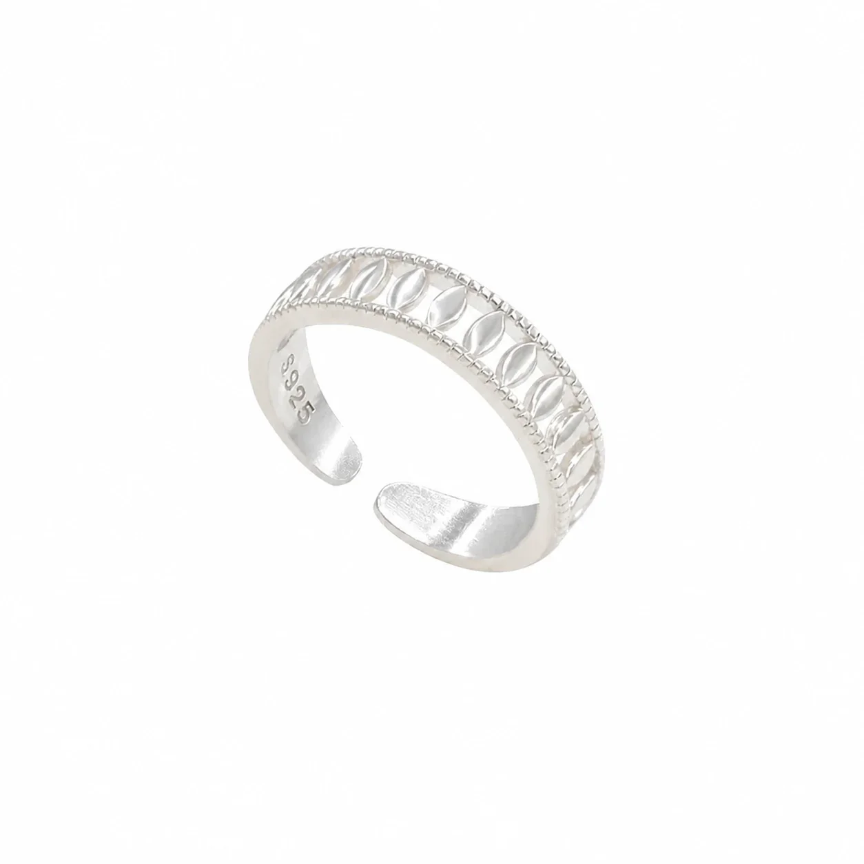 Refined Cutout Olive High-Polish 925 Sterling Silver Ring