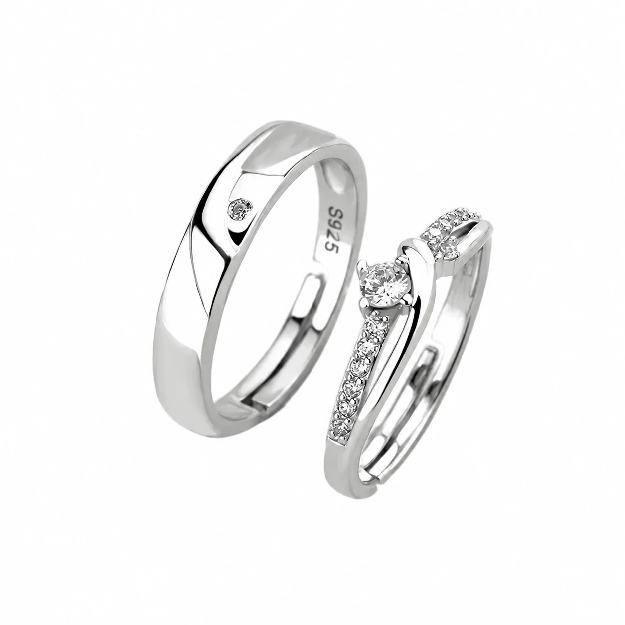 Mobius 925 Sterling Silver CZ Pavé Open Rings
