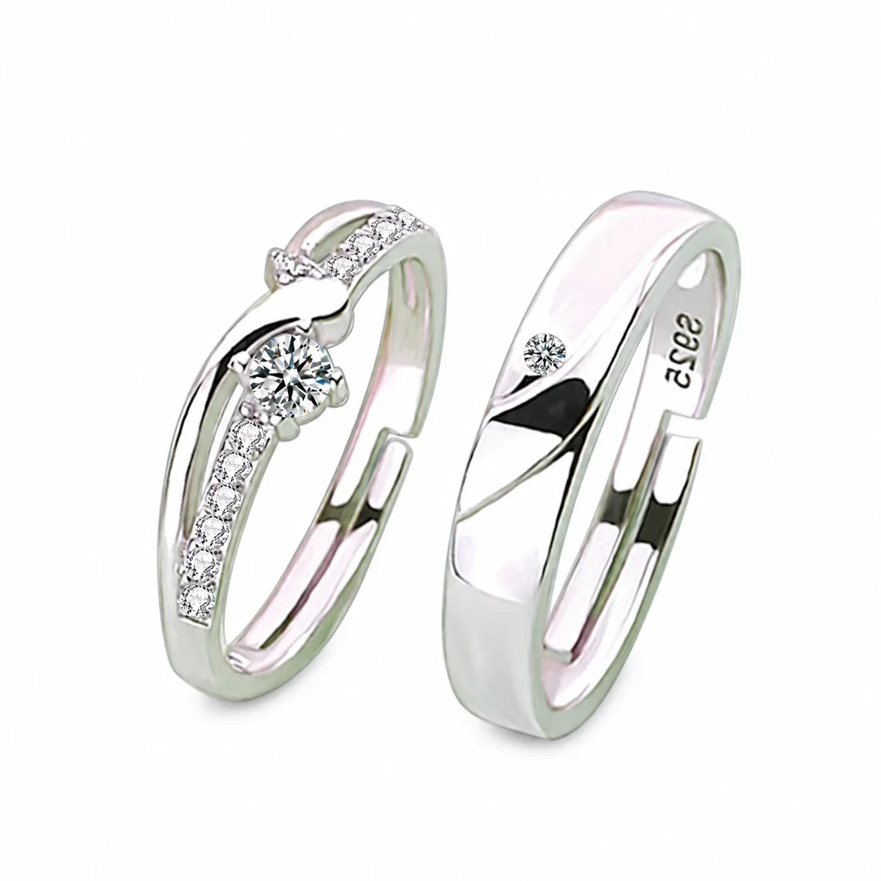 Mobius 925 Sterling Silver CZ Pavé Open Rings
