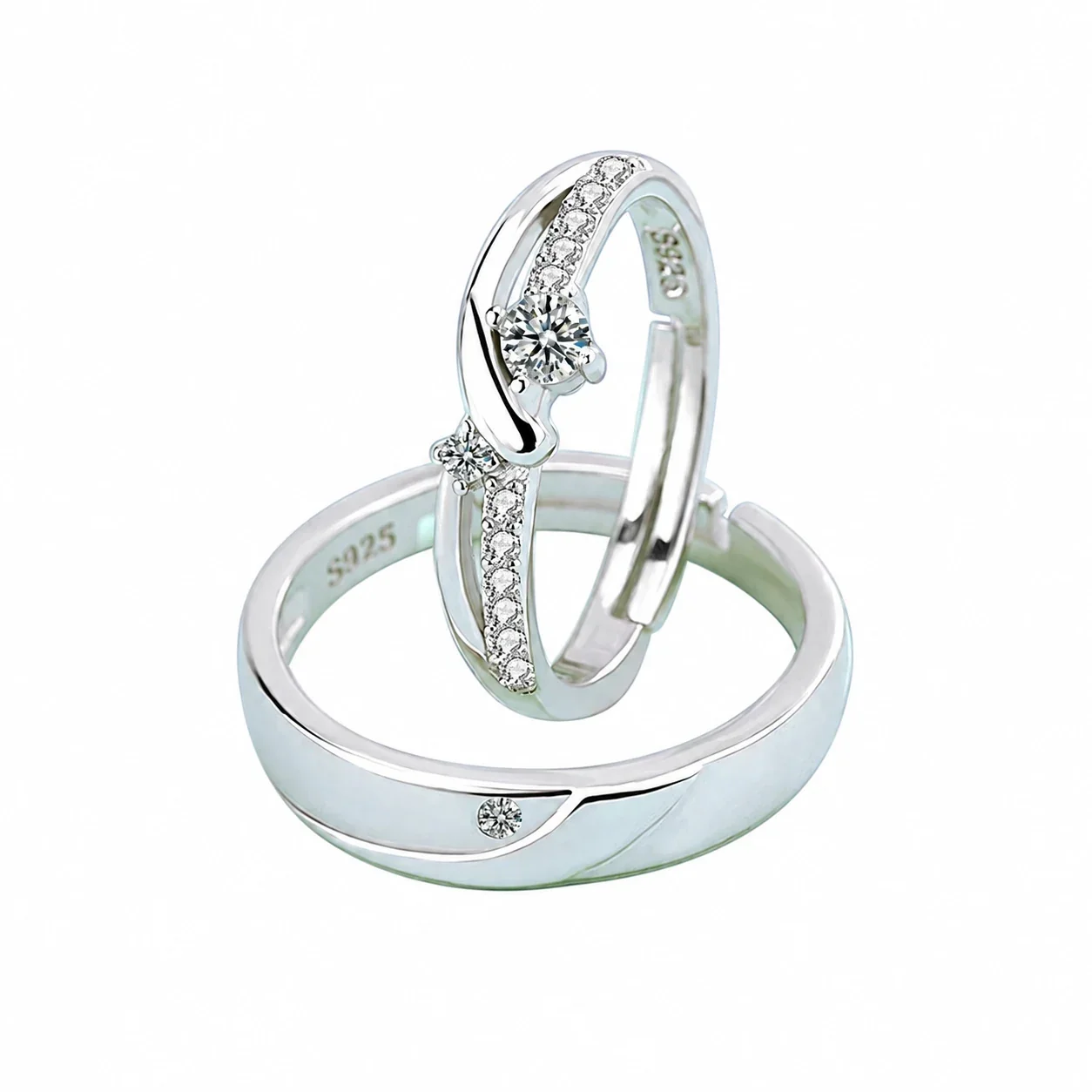 Mobius 925 Sterling Silver CZ Pavé Open Rings