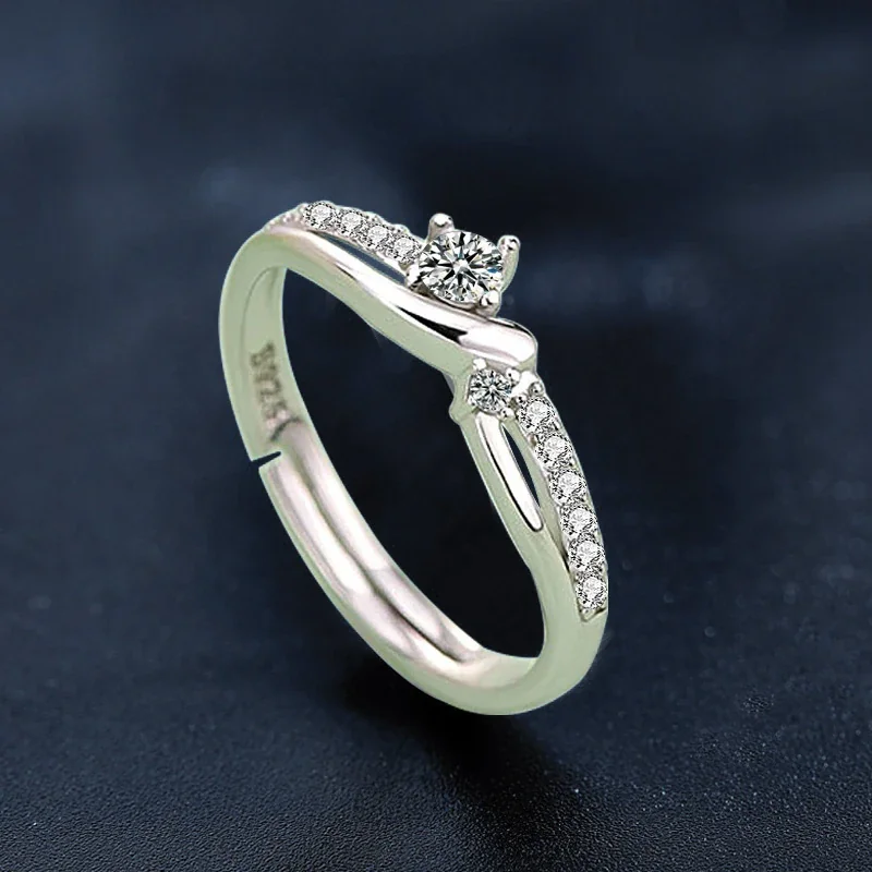 Mobius 925 Sterling Silver CZ Pavé Open Rings
