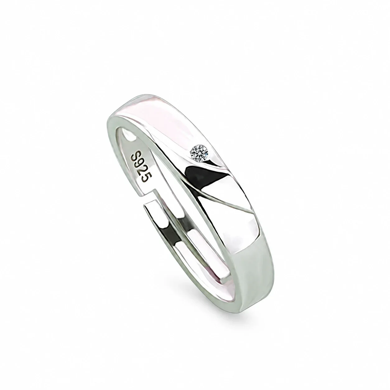 Mobius 925 Sterling Silver CZ Pavé Open Rings