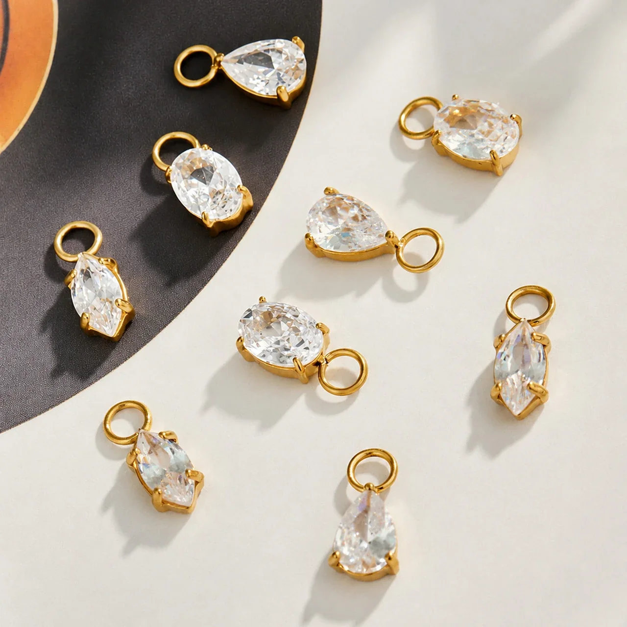 Luminous 18K Gold PVD Oval Teardrop CZ Hoop Earrings