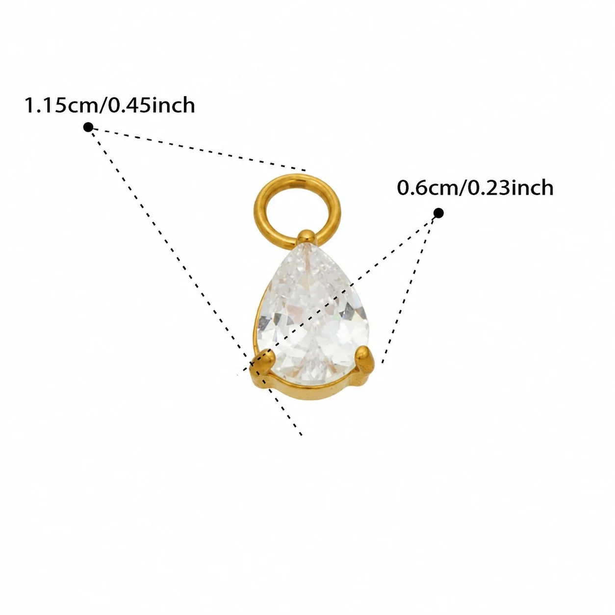 Luminous 18K Gold PVD Oval Teardrop CZ Hoop Earrings - Gold Teardrop CZ