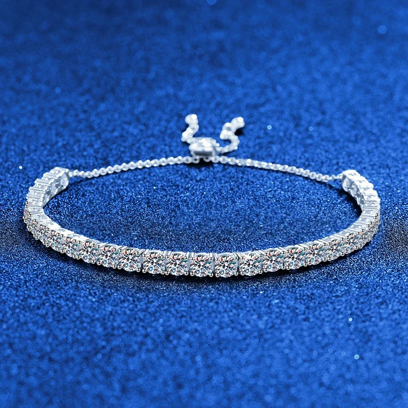 Brilliant 925 Sterling Silver Round Prong-Set Tennis Bracelet