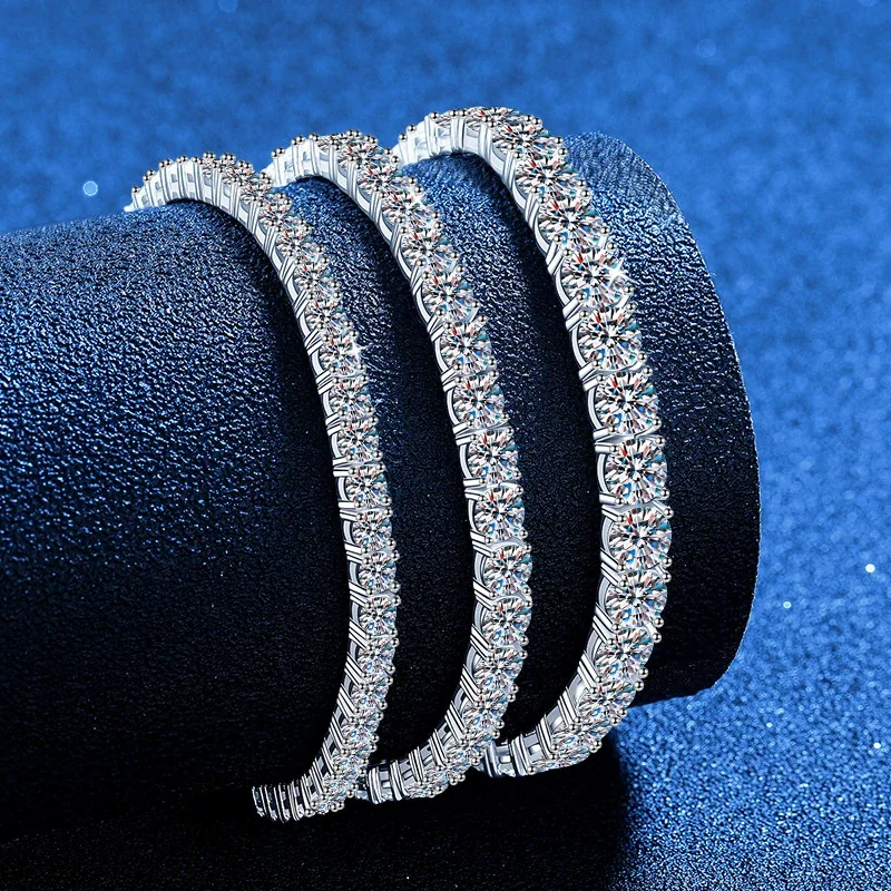 Brilliant 925 Sterling Silver Round Prong-Set Tennis Bracelet