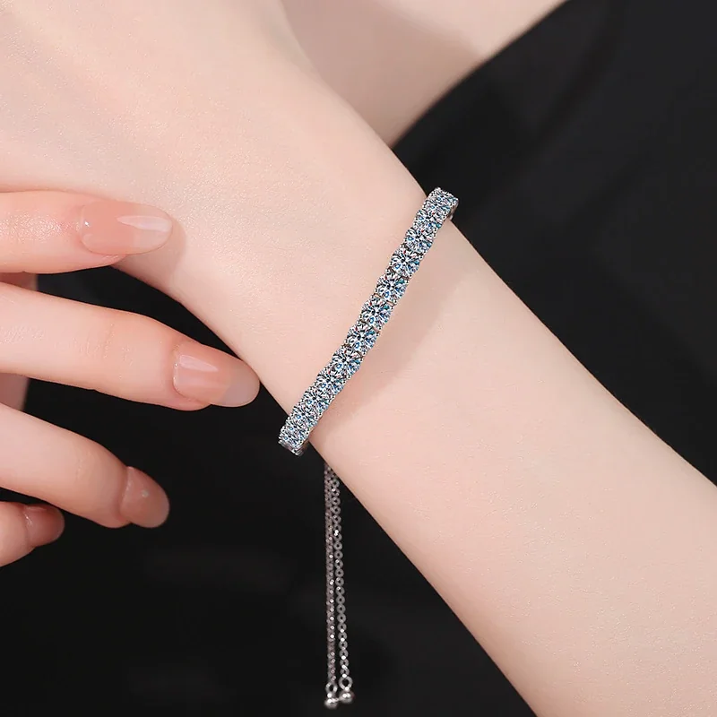 Brilliant 925 Sterling Silver Round Prong-Set Tennis Bracelet