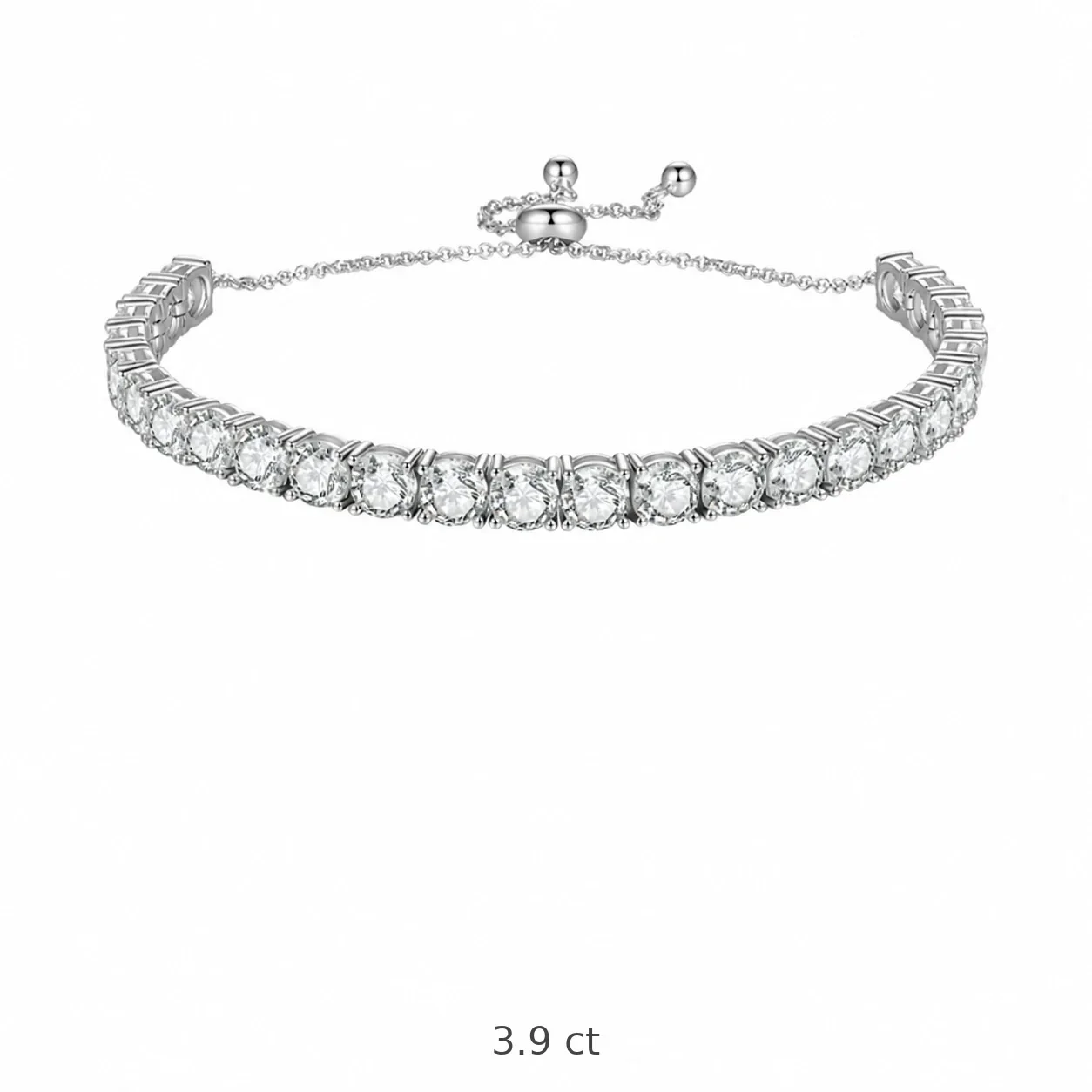 Brilliant 925 Sterling Silver Round Prong-Set Tennis Bracelet - 3.9 ct Moissanite, 0.1 ct Each