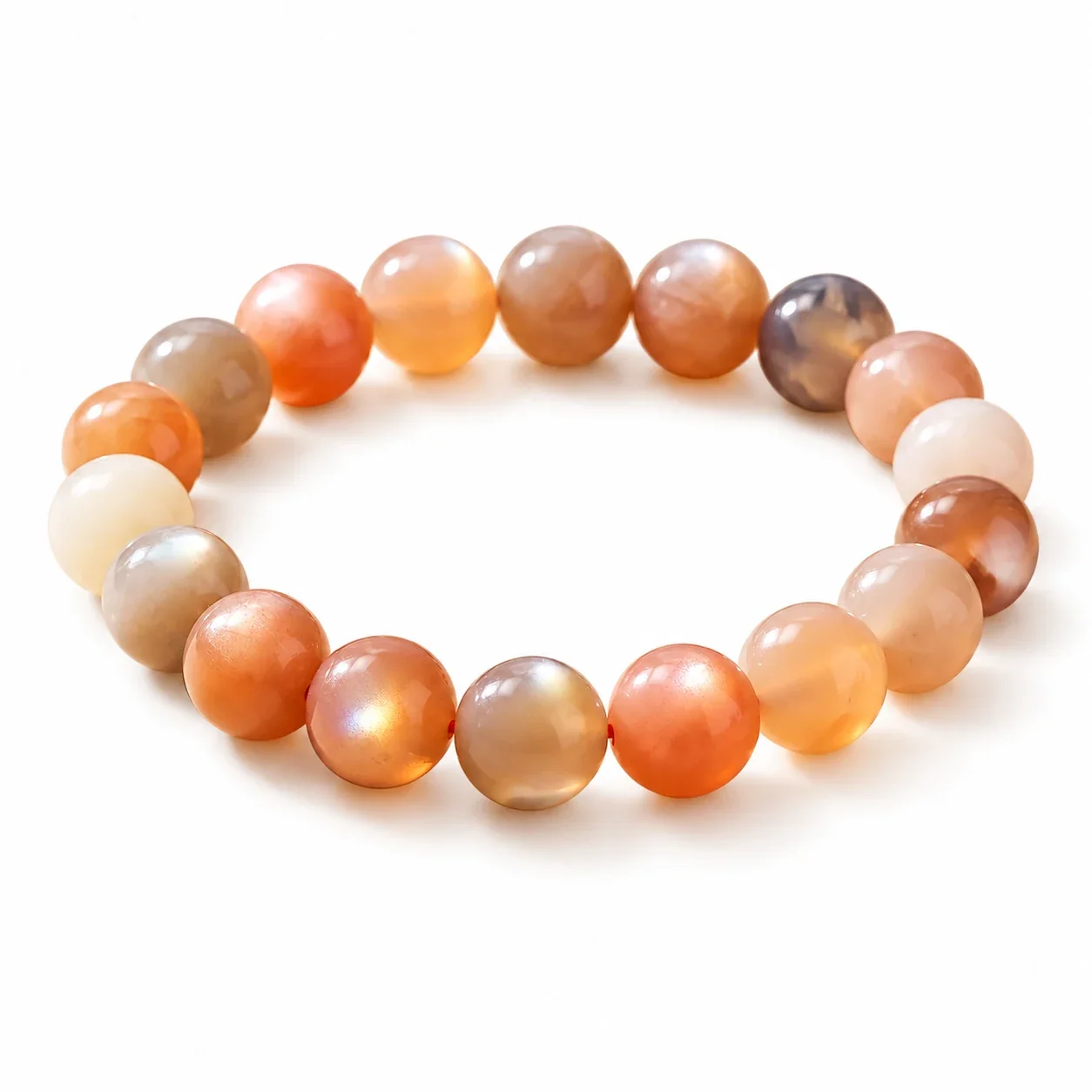 Lustrous Multicolor Round-Bead Crystal Stretch Bracelet