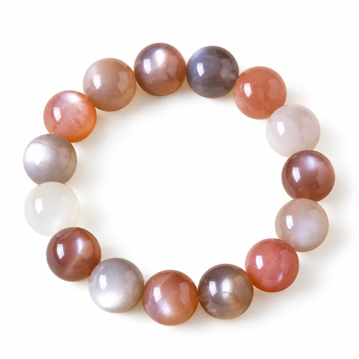 Lustrous Multicolor Round-Bead Crystal Stretch Bracelet