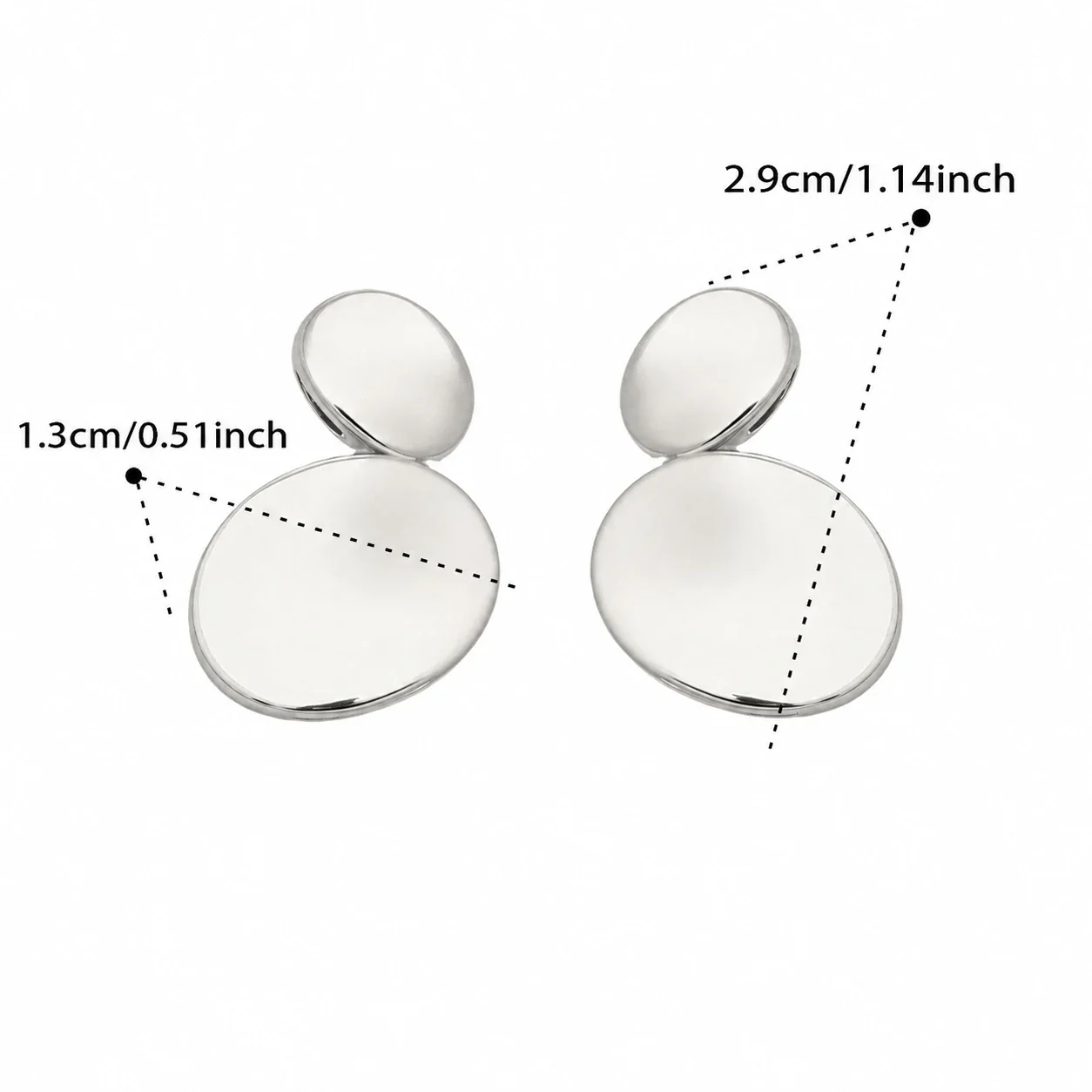 Sculptural Stainless Steel Double Disc Drop Earrings - Steel