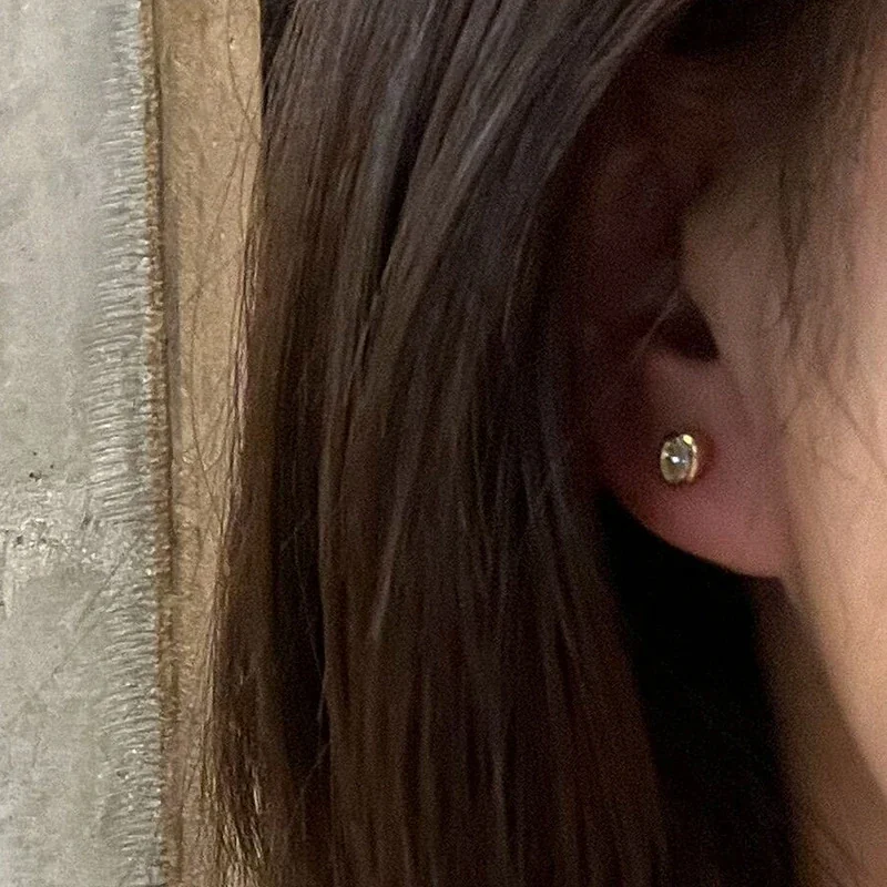 Petite Copper Gold-Plated Oval Bezel Stone Stud Earrings