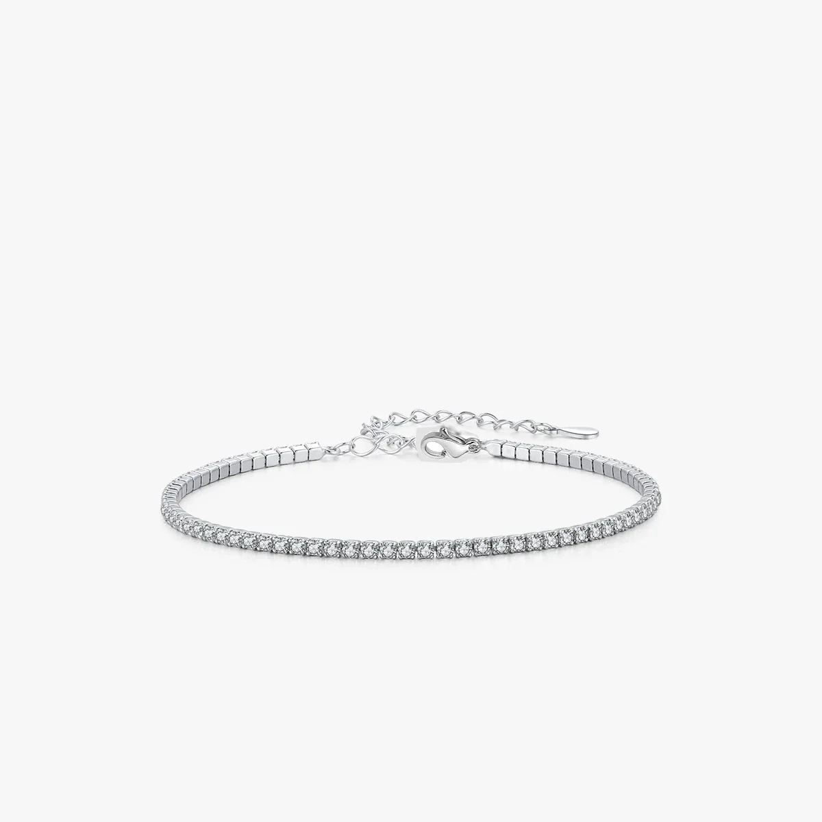 Dainty 925 Sterling Silver Round CZ Line Bracelet