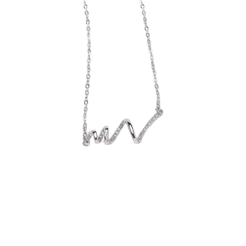 Sculptural Wave 925 Sterling Silver Pavé CZ Necklace