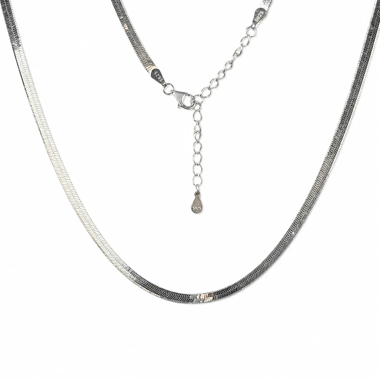 Fluid Electroplated 925 Sterling Silver Flat Snake Chain Necklace