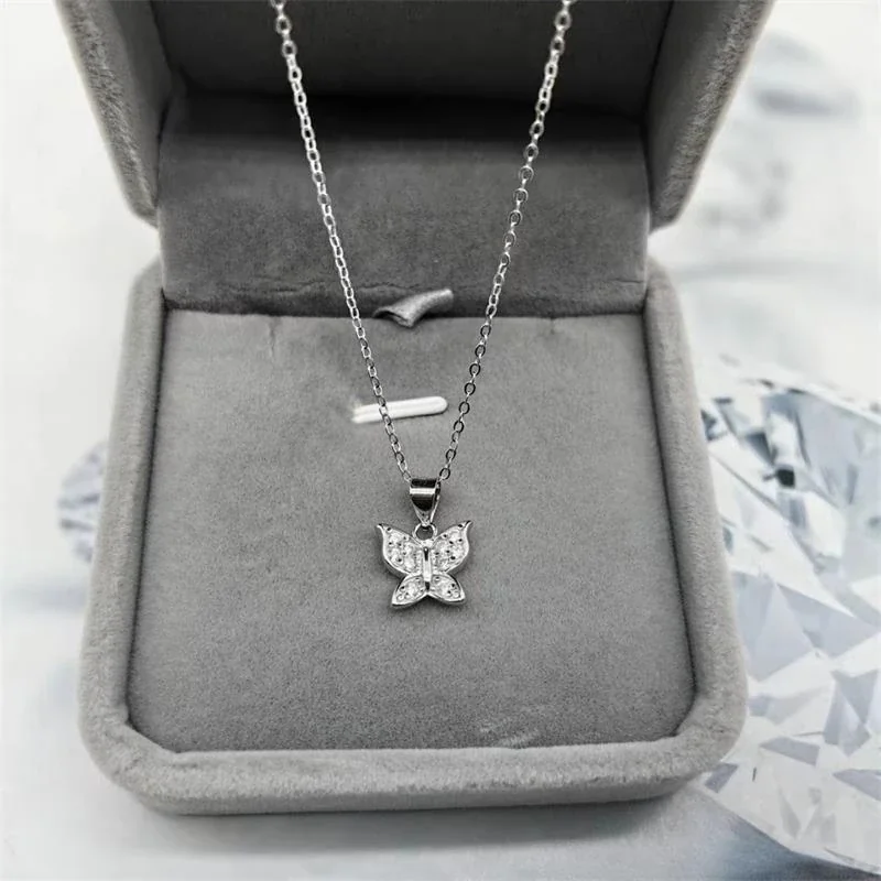 Sparkling 925 Sterling Silver Pave Butterfly Pendant