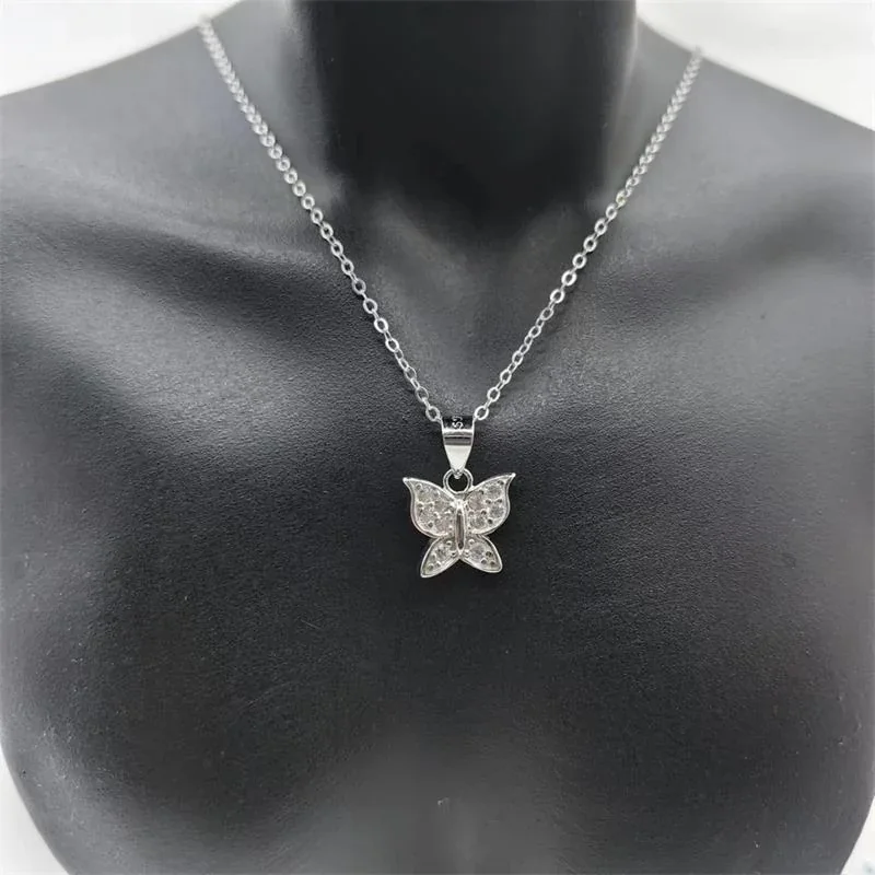 Sparkling 925 Sterling Silver Pave Butterfly Pendant