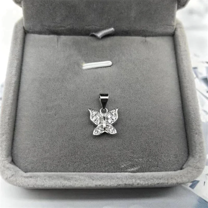 Sparkling 925 Sterling Silver Pave Butterfly Pendant - Only