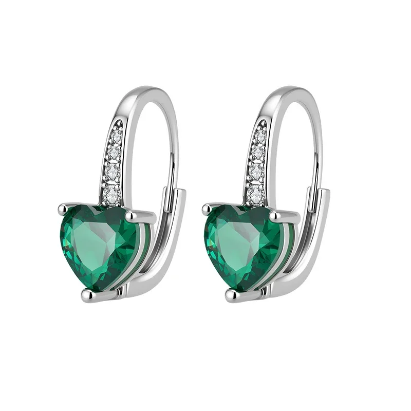 Polished Heart-Cut Pavé Arch Silver-Plated Copper Hoop Earrings