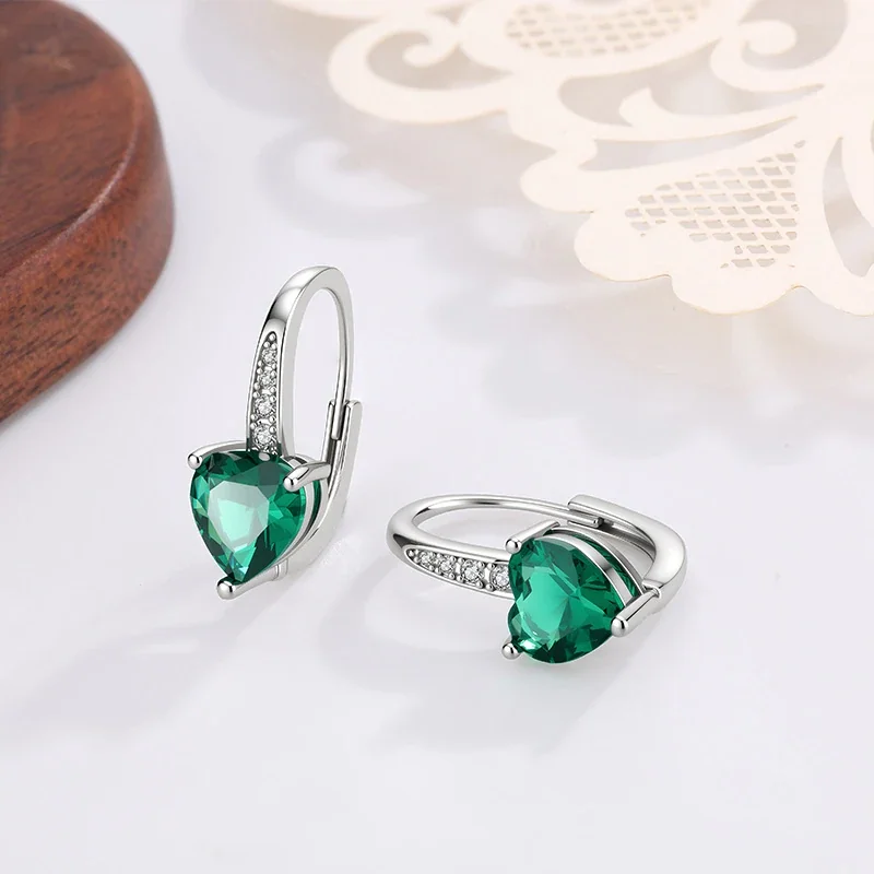 Polished Heart-Cut Pavé Arch Silver-Plated Copper Hoop Earrings