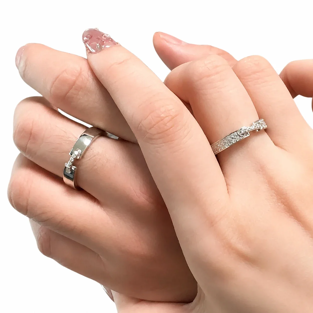 Refined Silver-Plated Pavé Open-Front Copper Ring